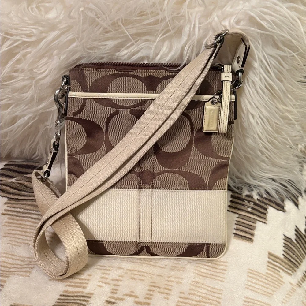 Coach Tan and Cream Swingpack Crossbody Bag